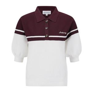 [파리게이츠]521E3SWJ22_WI-여성 잭바니 투톤 배색 와플 조직 니트-(25년가을)