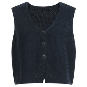 샵앤) 여성 V넥 단추오픈 세미크롭 6컬러 쫀쫀 니트 조끼 BOM-WVS-20784-네이비