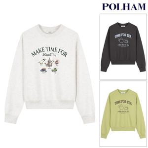 폴햄  여성 더블니트 크롭 그래픽 맨투맨 티셔츠(PHF4TR2220)