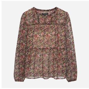 [써스데이아일랜드](T256MBL152W)레이스 믹스 쉬폰 블라우스