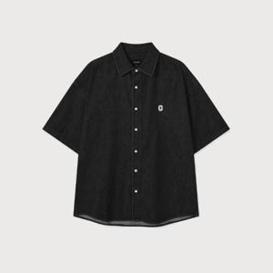 M 커버낫반팔티 CQK CO2502SS33-BK C 로고 데님 하프 셔츠 Black