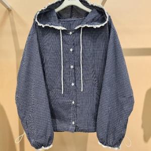 라티움 HC34 모자 소매단 레이스 긴팔체크 점퍼형셔츠 T2531bl15