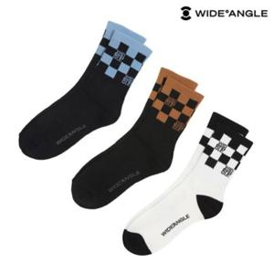 [와이드앵글]   WMU24S03    CO 장목 체커 파일 양말 M