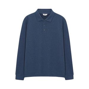 [노티그] 레이온 혼방 기모 카라 티셔츠 블루