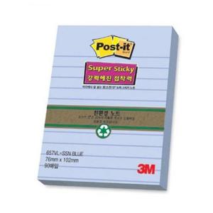 3M 포스트잇 강한점착 657 Line 크림블루 76X102 5개