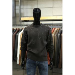 [빠니깔레]MARIO스플레시페인팅 카키쉬차콜 오버핏골지니트 m-init56ka