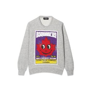 DSQUARED 스웨트셔츠 크루넥 앞면 잎무늬 프린트 DQ1250KD0A1NDQ911