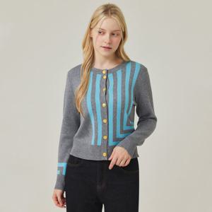 FOCUS  언발란스 라인 배색 포인트 가디건 PBVFF5F1KC4631