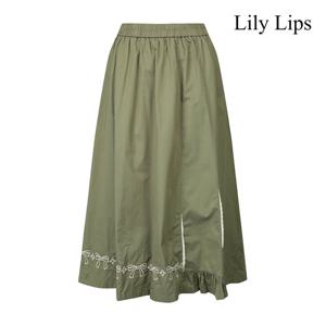릴리립스  리본 자수 링클 밴딩 스커트 (YL9SK001)