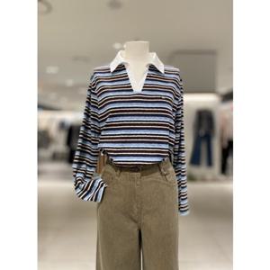 [올리브데올리브] OW5AE891 배색카라 스트라이프 티셔츠