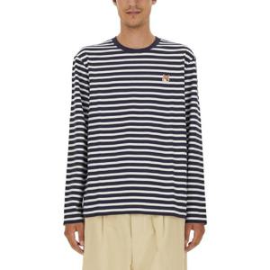 MAISON KITSUNE 헤드 폭스 티셔츠 LM00105KJ0044NAVYSTRIPES