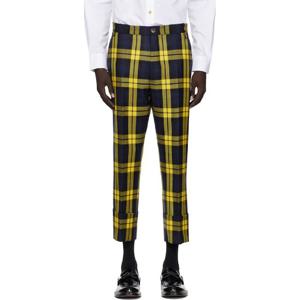 25 FW 비비안웨스트우드 남성 네이비   옐로우 크롭 조지 슬랙스 252314M191002