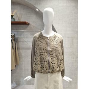 페이지플린  (F5CJP500) 노카라 레이스 배색 집업 점퍼