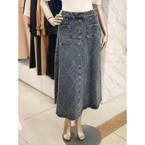 [미니멈]스티치 데님 스커트 MXDADS9370_BU
