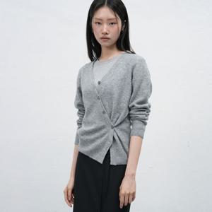 WOMAN 언발란스 루즈핏 가디건 [MELANGE GREY] / WBE3L04521
