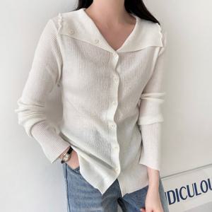 샵앤) 여성 페미닌 슬림 넥라인 골지 니트 가디건 NYS-WCD-4802-아이보리