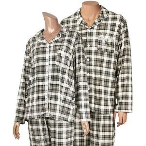 [바풀 주니어]바풀 HY FX 188677-8 남녀커플 잠옷 피치기모 카라잠옷 상하세트 - 블랙 앤 화이트체크