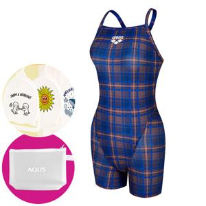 아레나 여성 수영복 일반 컨트리 체크 2부 반신 싱글 수퍼플라이백 A5FL1LH05 BLU 가방 수모행거