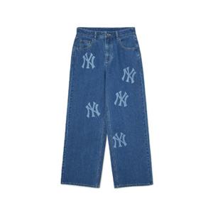 MLB바지 GQC 3FDPB0334-50INS 여성 멀티 메가로고 와이드 데님팬츠 뉴욕양키스