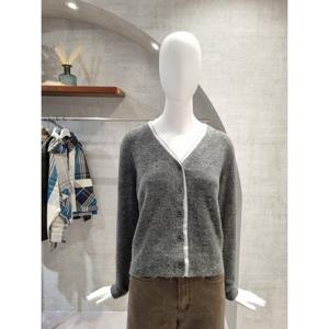 페이지플린  (F5CCA403) 브이넥 레이스 배색 울 가디건