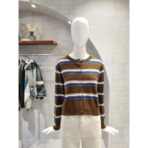 페이지플린  (F5CCA402) 라운드넥 단가라 긴팔 가디건