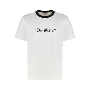 오프화이트 코튼 혼방 티셔츠 44MAA027G5J003