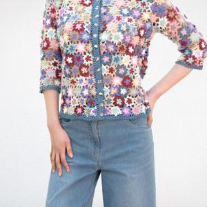 [비꼴리끄(여성)]꽃 뜨개 니트 가디건  B252KC3010