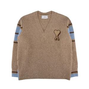 25FW 아미 UKS823 KN0111 280 울 칼리지 스웨터 카멜