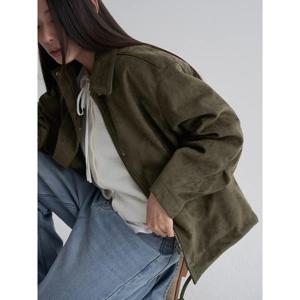 (16593ZAY1H) [에잇세컨즈] 오버핏 스웨이드 재킷  카키