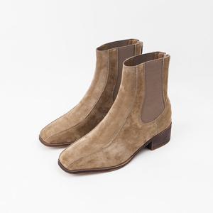 [신난다슈]여성 앵클부츠 4cm 숏 첼시 앵글 부츠 스웨이드 발편한 통굽 MRO257025 그레이