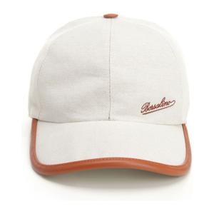 보르살리노 로고 자수 가죽 트림 골프 캡 B95009EBD0068X 031X