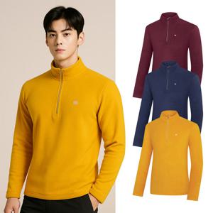 콜핑 남성 겨울 초극세 폴라플리스 보온 등산 긴팔 반집업 티셔츠 KSC047TT0M