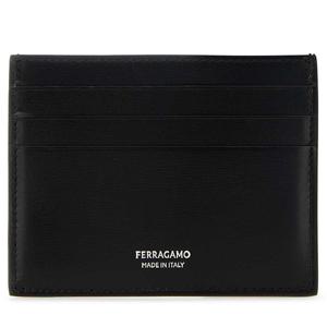 25 FW 페라가모 미니멀 로고 프린트 카드지갑 블랙 661396