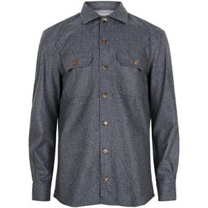 브루넬로쿠치넬리 25FW 다크그레이 체스트 포켓 버진 울 오버 셔츠 M038P0720 C003