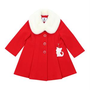 [프렌치캣(백)]RED 모직 퍼 코트 Q45DBC050