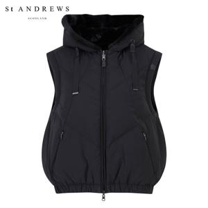 [세인트앤드류스] 여성 리버서블 퍼 후드 집업 베스트 821E4JV007_BK