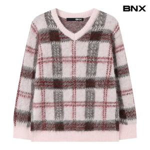 [BNX] 루즈핏 빅 체크 브이넥 니트 (BX4KP009L0)