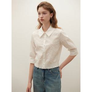 [샤틴]플라워 레이스 블루종 블라우스/S253B257