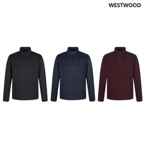 웨스트우드 HC27 맨 플리스 가로배색 프린트 기본 집업티 WP4MTTS331