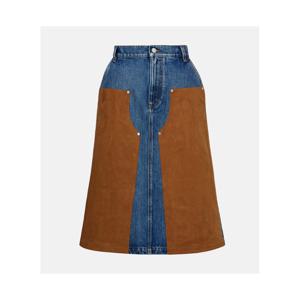 Stella McCartney 포 스웨이드 트리밍 데님 미디 스커트 P01052187