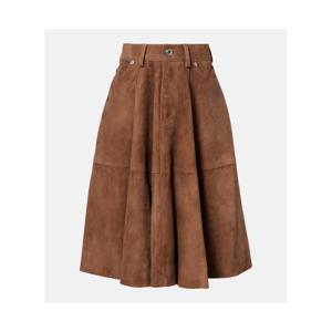 Ami Paris 플리츠 스웨이드 미디 스커트 P01073965