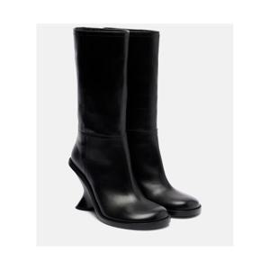 드리스반노튼 95 레더 웨지 니하이 부츠 P01080951