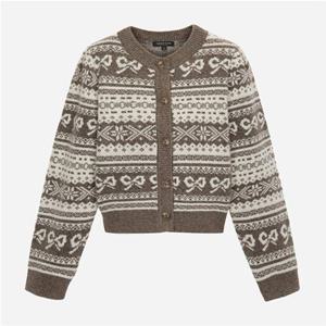 [써스데이아일랜드](T258MCD244W)리본 자카드 니트 가디건