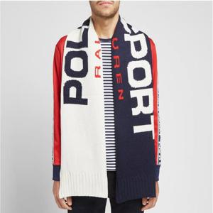 폴로 랄프로렌 스포츠 니트 머플러 화이트 네이비 (PC0398-107)