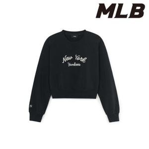 MLB (3FMTB2454-50BKS) 여성 베이직 레터링 크롭 맨투맨
