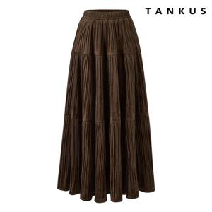[탱커스]캉캉 허리 밴딩 플리츠 롱 스커트 (TX4SK006L0)