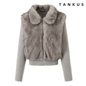 [탱커스]퍼 카라 집업 니트 배색 자켓 (TX4JK009L0)