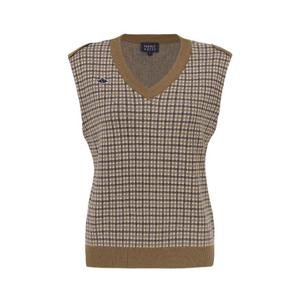 파리게이츠골프민소매 NQC 521D3SV281_BG 여성 체크 자카드 브이넥 니트 베스트