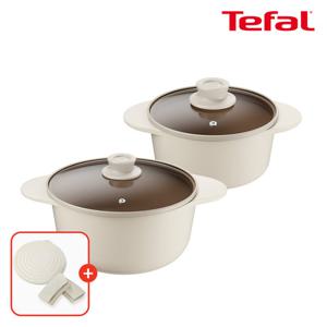 테팔 인덕션 주물 아이콘 냄비 2종(양수18+곰솥24)(+실리콘 냄비손잡이+냄비받침)