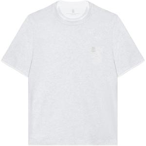 브루넬로 쿠치넬리 남성 레이어드 크루넥 그레이 반팔티 M0B137427G CY887